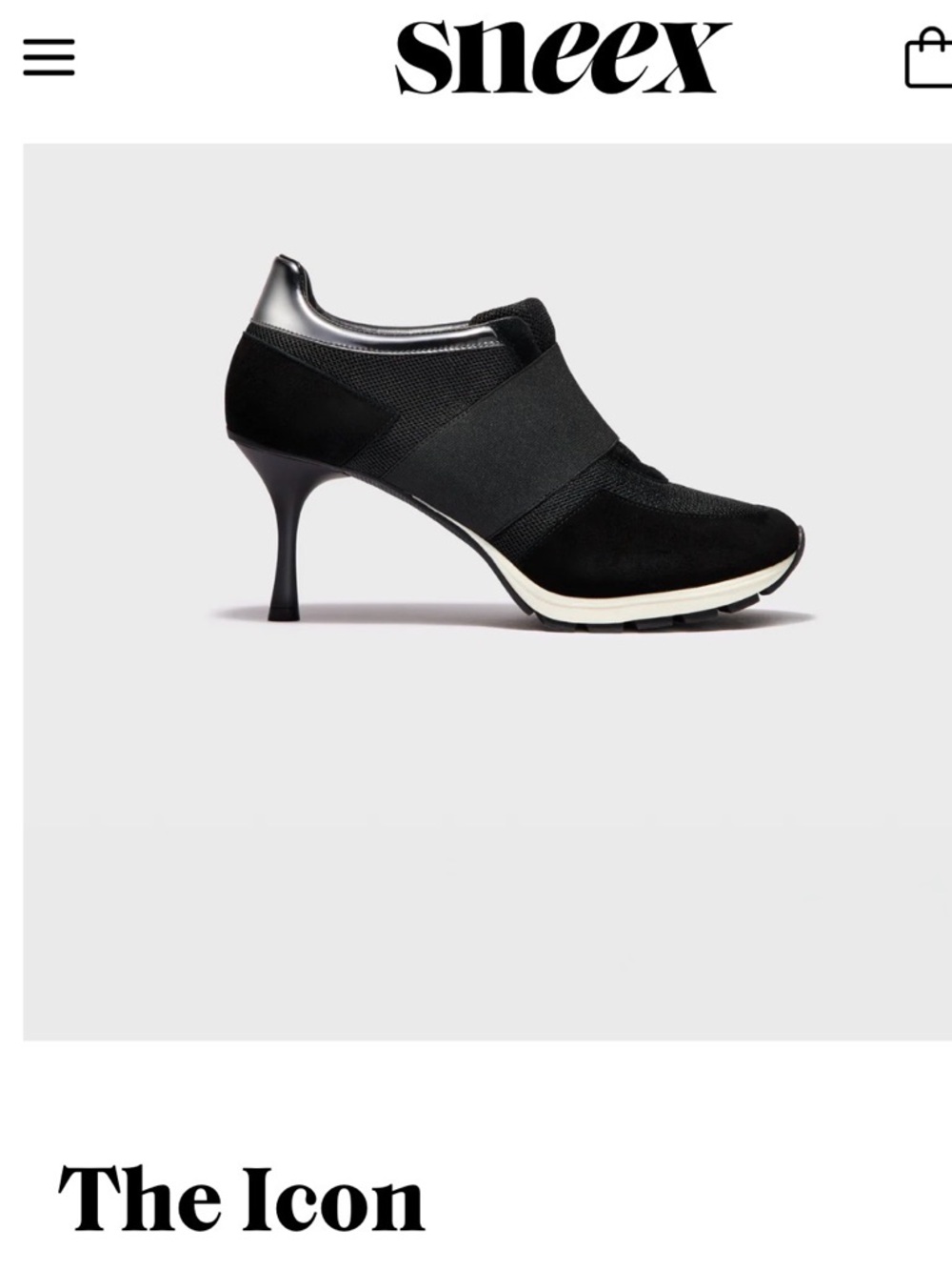 Black Elastic-Strap Stiletto Heel Shoe for Women